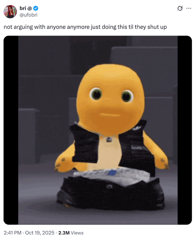 not arguing with anyone anymore just doing this til they shut up A "tweet":https://knowyourmeme.com/memes/sites/twitter-x using the reaction "GIF":https://knowyourmeme.com/memes/cultures/gif of "Nailong":https://knowyourmeme.com/memes/nailong doing a "dwerk":https://knowyourmeme.com/memes/dwerking dance.