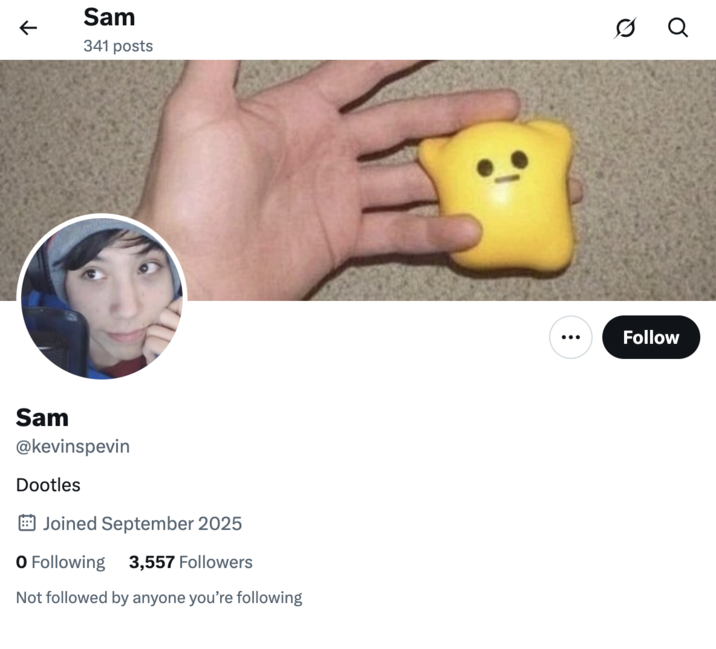 An archived screenshot of the "Twitter / X":https://knowyourmeme.com/memes/sites/twitter-x profile of user @kevinspevin, who created the Kevin Spencer Cerebral Palsy Wheelchair Fan Art images.