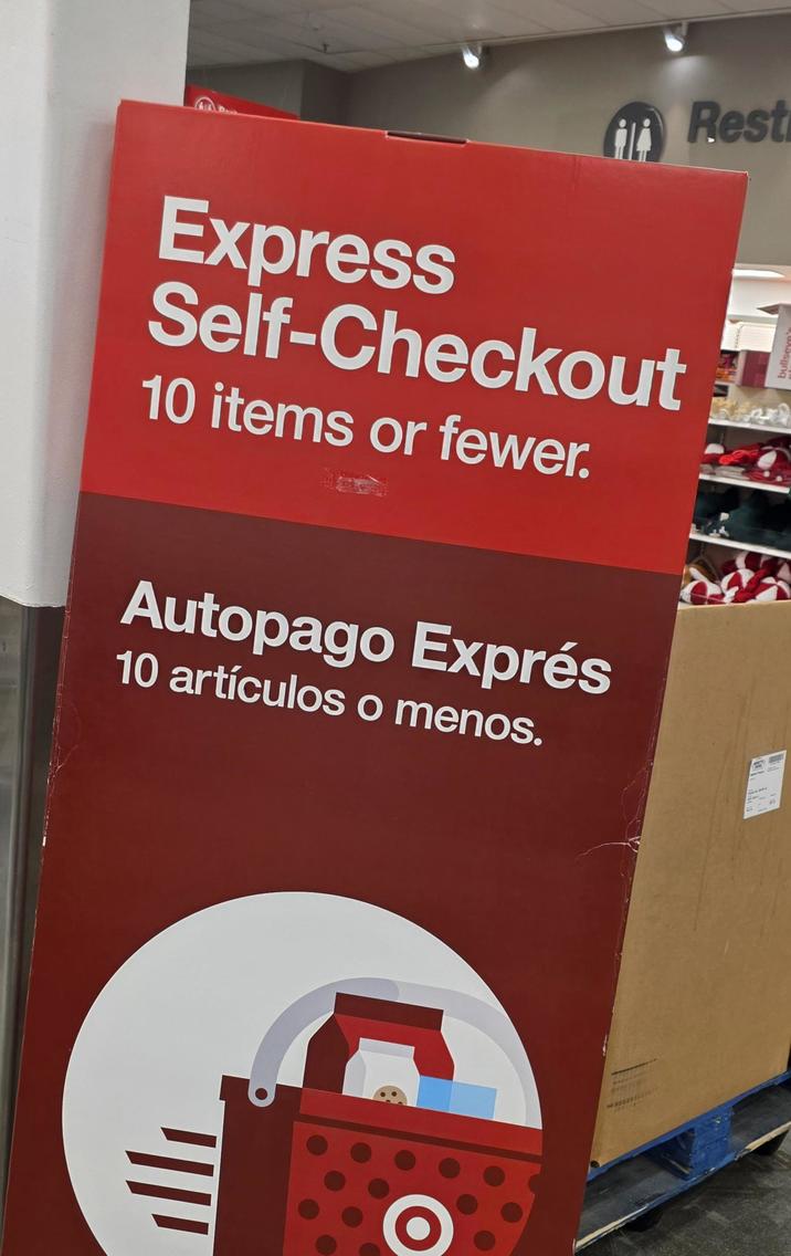 Rest Express Self-Checkout 10 items or fewer. Autopago Exprés 10 artículos o menos. יווי bullsey