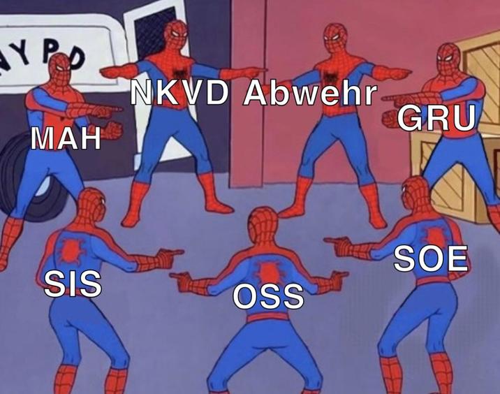 Y PO NKVD Abwehr GRU MAH SOE SIS OSS