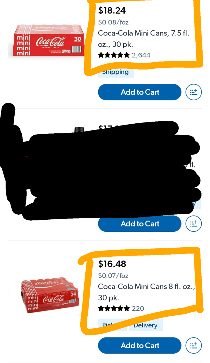 mini mini Coca-Cola 30 came mini mini ORIGINAL TASTE BOLECULE 0880 $18.24 $0.08/foz Coca-Cola Mini Cans, 7.5 fl. oz., 30 pk. Shipping 2,644 Add to Cart Add to Cart til fl. til Coca-Cola min Coca-Cola mini mini mini ORIGINAL TASTE 30 $16.48 $0.07/foz Coca-Cola Mini Cans 8 fl. oz., 30 pk. 220 Pic Delivery Add to Cart