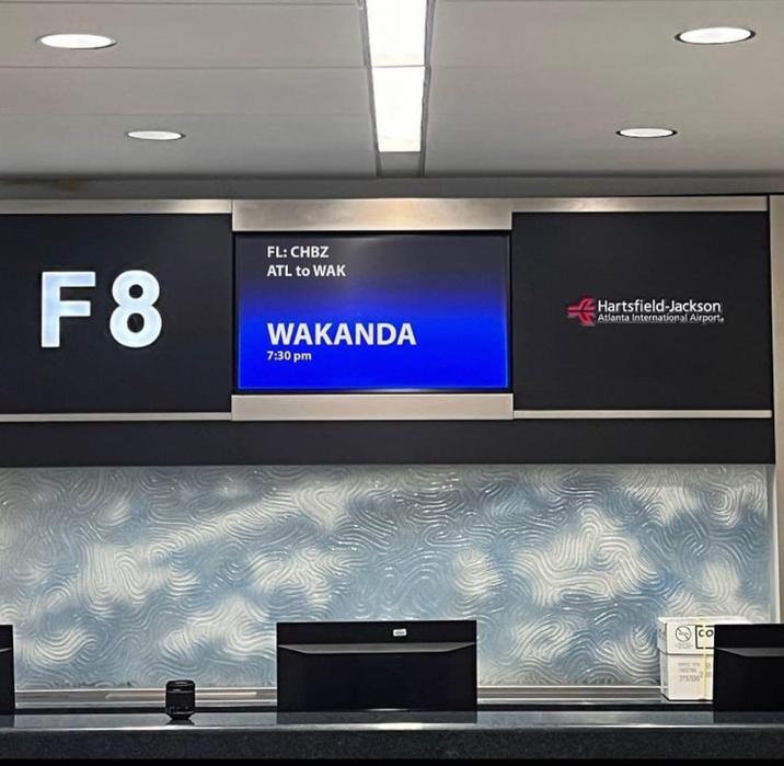 F8 FL: CHBZ ATL to WAK WAKANDA 7:30 pm Hartsfield-Jackson Atlanta International Airport, 275735 Co