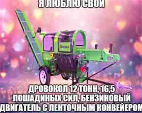 AMIENIO CBOM ДРОВОКОЛ 12 ТОНН, 16,5 ЛОШАДИНЫХ СИЛ, БЕНЗИНОВЫЙ ДВИГАТЕЛЬ С ЛЕНТОЧНЫМ КОНВЕЙЕРОМ