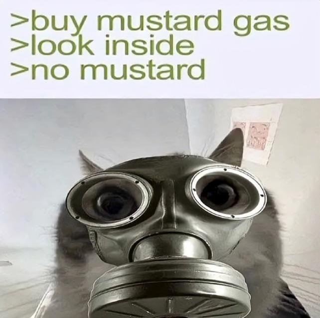 >buy mustard gas >look inside >no mustard