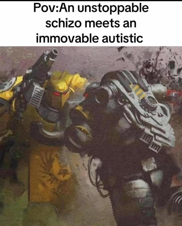 Pov:An unstoppable schizo meets an immovable autistic
