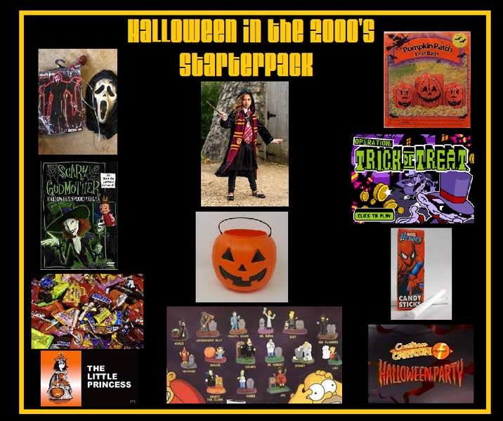 SCARY GODMOTHER HALLOWEEN SPOOKMAKULAR A: Эте THE LITTLE PRINCESS Halloween in the 2000's Starterpack Pumpkin Patch Leaf Bags MC BUS аг CROLLY MARGE MAGGE ATC USE THE CLOW JR. HERT OPERATION TRICKSTREET CLICK TO PLAY EROES CANDY STICKS NED FLANDERS LISA Colton CARTOON HALLOWEEN PARTY
