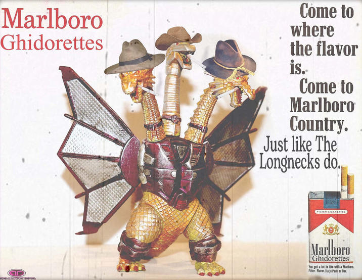 Marlboro Ghidorettes Come to where the flavor is. Come to Marlboro Country. Just like The Longnecks do. FILTER CIGARETTES RENOMASTERS Marlboro Ghidorettes You get a lot to like with a Marlboro, Filter. Flavor. Kaiju Pack or Box.