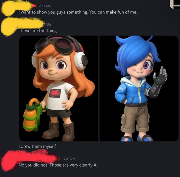 9:27 AM I want to show you guys something. You can make fun of me. TAM These are the thing I drew them myself 9:37 AM No you did not. Those are very clearly Al