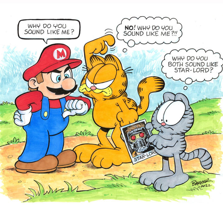 WHY DO YOU SOUND LIKE ME? M NO! WHY DO YOU SOUND LIKE ME?!! ཟི་ལི་ཅན་པོལ་ STAR-LOR WHY DO YOU BOTH SOUND LIKE STAR-LORD? BARKER -2022