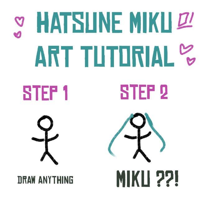 ♥HATSUNE MIKU ART TUTORIAL B STEP 1 STEP 2 옷 옷 DRAW ANYTHING MIKU ??!