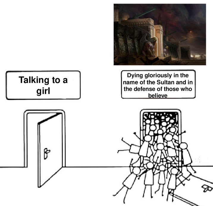 Talking to a girl Dying gloriously in the name of the Sultan and in the defense of those who believe