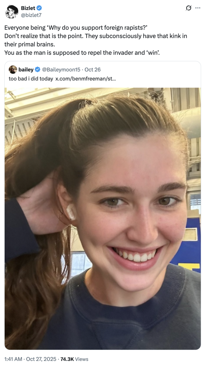 A "quote-tweet":https://knowyourmeme.com/memes/quote-retweets-qrts of Bailey Moon's post about voting for Democratic nominee "Zohran Mamdani":https://knowyourmeme.com/memes/people/zohran-mamdani in the 2025 New York City mayoral election, expressing contempt for Moon.