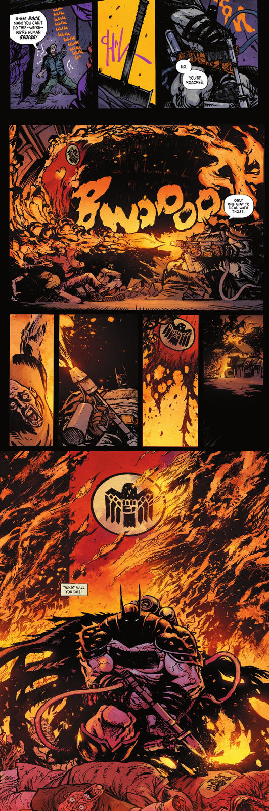 G-GET BACK, MAN! YOU CAN'T DO THIS-WE'RE WE'RE HUMAN BEINGS! "WHAT WILL YOU DO حاليا مان KLIK مالها KLIK KUK KL NO. YOU'RE ROACHES. ONLY ONE DEAL WITH E WAY TO THOSE