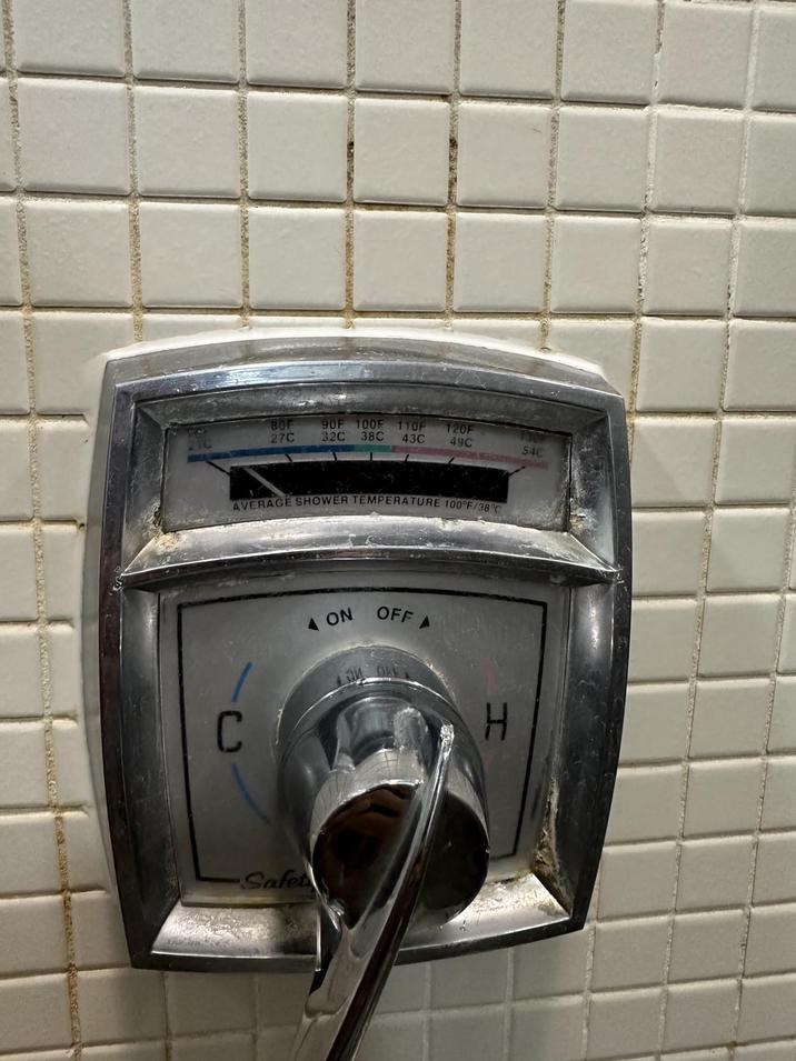 C BOF 27C 90F 100F 110F 32C 38C 43C 120F 130 49C 54C AVERAGE SHOWER TEMPERATURE 100°F/38°C -Safet A ON OFF H