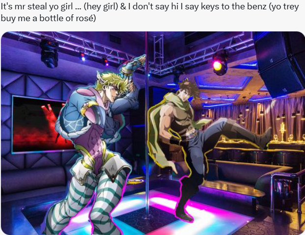 It's mr steal yo girl ... (hey girl) & I don't say hi I say keys to the benz (yo trey buy me a bottle of rosé)