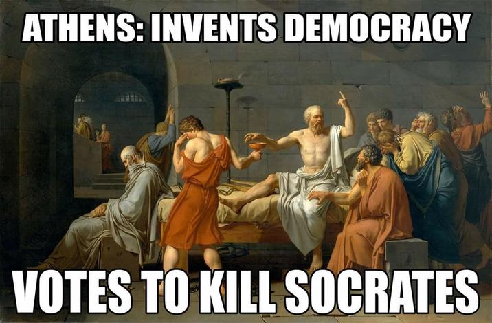 ATHENS: INVENTS DEMOCRACY VOTES TO KILL SOCRATES