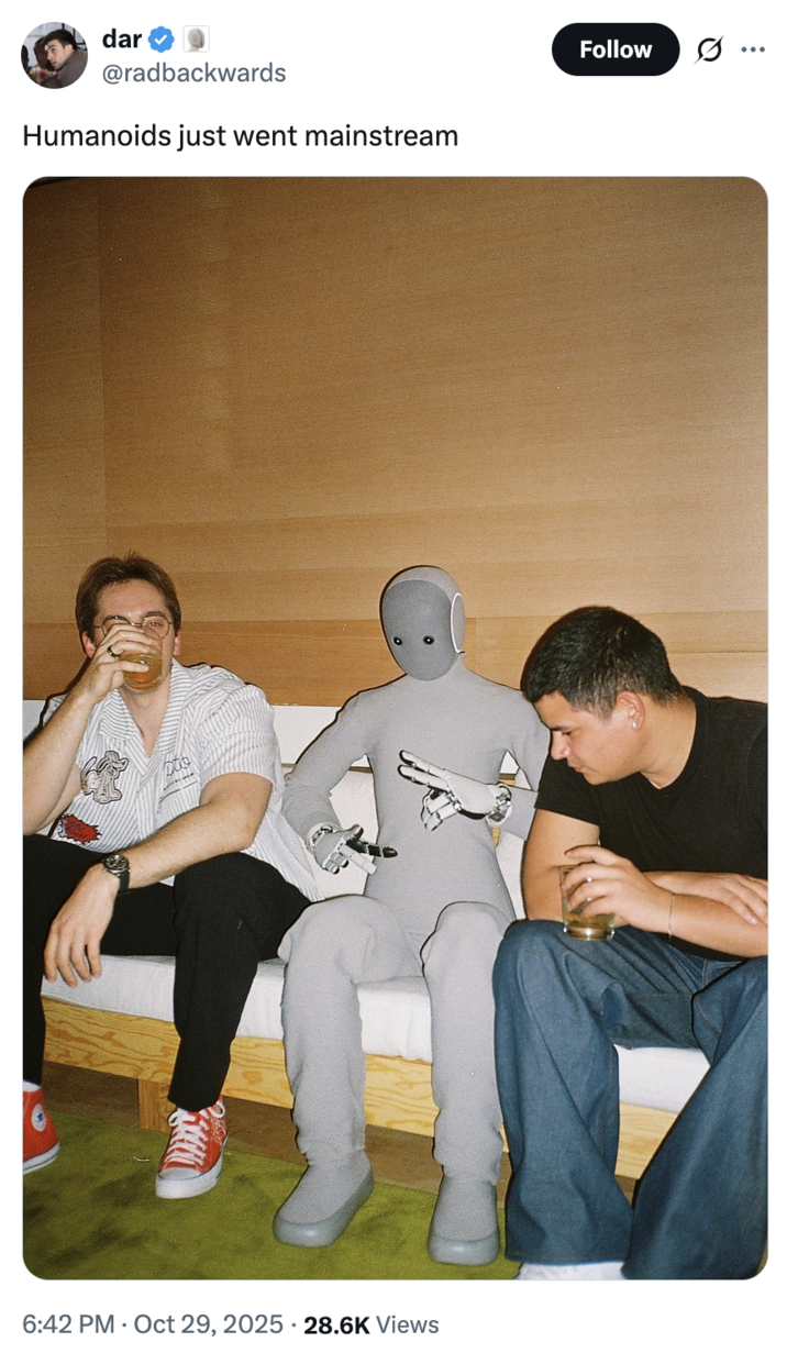 X user @radbackwards tweeted, "humanoids just went mainstream."