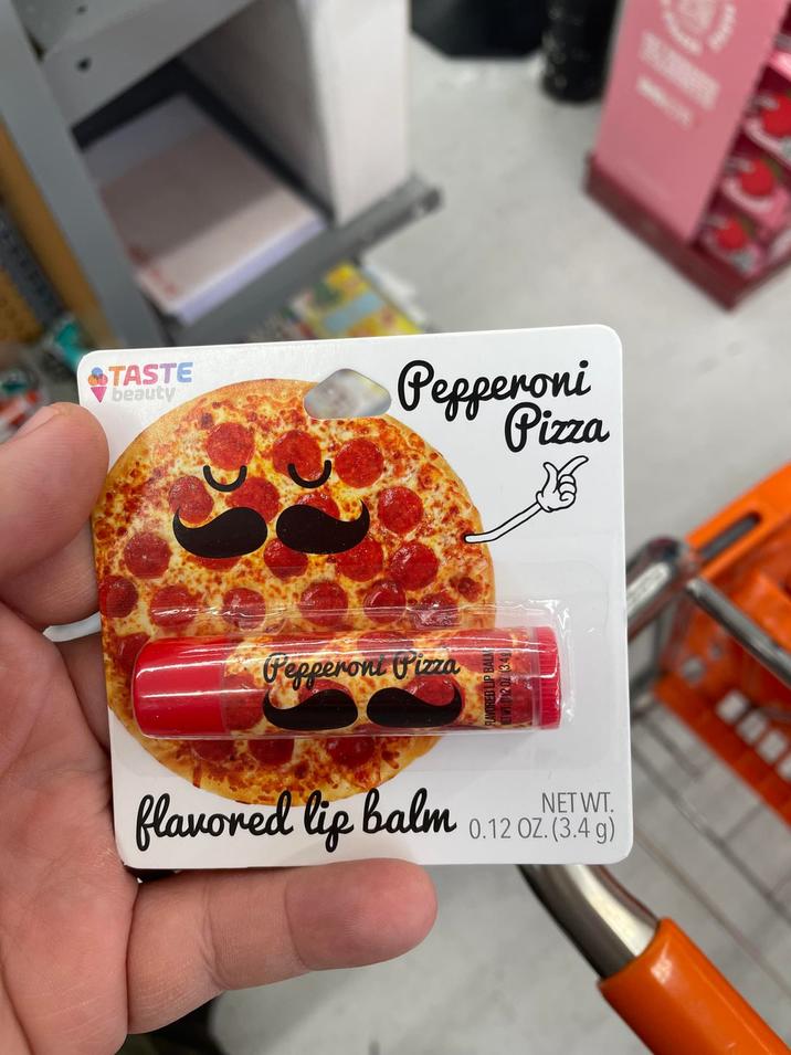TASTE beauty Pepperoni Pizza Pepperoni Pizza flavored lip balm NET WT. 0.12 OZ. (3.4 g)