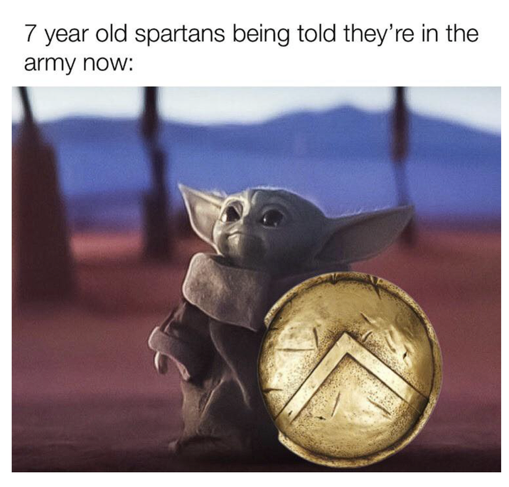 7 year old spartans being told they're in the army now: