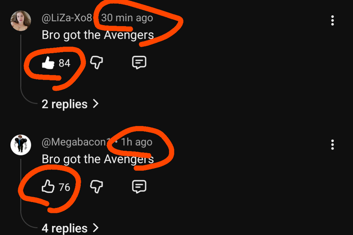 @LiZa-X08 30 min ago Bro got the Avengers 84 2 replies > @Megabacon 1h ago Bro got the Avengers 76 4 replies > 8