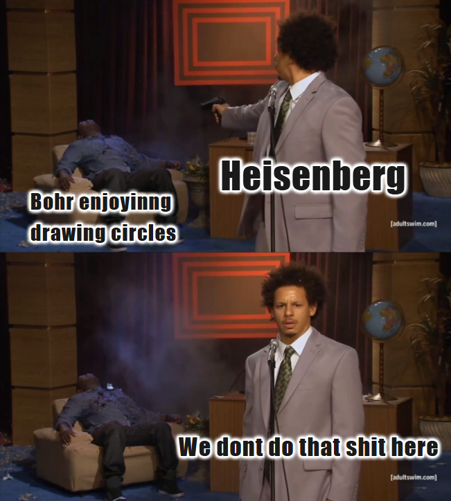 Bohr enjoyinng drawing circles Heisenberg [adultswim.com] We dont do that s--- here [adultswim.com]