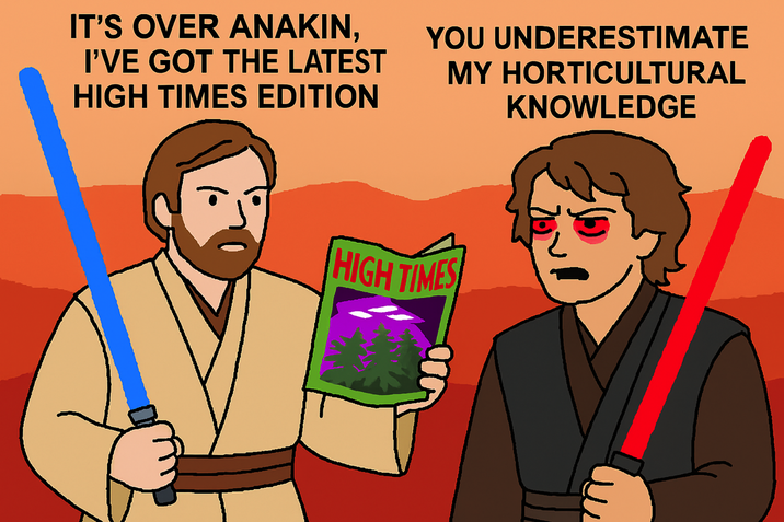 IT'S OVER ANAKIN, I'VE GOT THE LATEST HIGH TIMES EDITION YOU UNDERESTIMATE MY HORTICULTURAL KNOWLEDGE HIGH TIMES