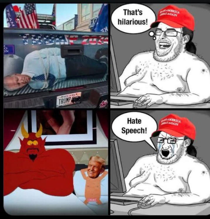 ON NEW TRUMP That's hilarious! AMERICA GREAT AGAIN Hate Speech! AMERICA TAGAIN