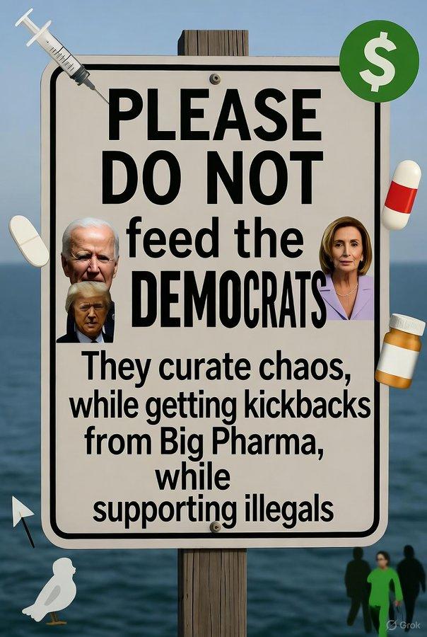 this meme involving the Democrats Blaming the Republicans for not opening the government. while the government is at stalemate,many programs are being affected including SNAP, Military,etc. Democrats want 1.5 trillion dollars for medicare for illegals,etc. this based on the concept of the "DO NOT FEED THE BEARS" sign along any other animals like the ones at the pier. it falls for the "DO NOT FEED THE TROLLS" tactic. 