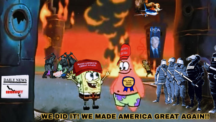 DAILY NEWS ECONCHY TOPUND POLICE MAKE AMERICA GREAT AGAIN AKE AMERICA GREAT AGAIN FELL FOR IT AGAIN AWARD USDA 3310 WE DID IT! WE MADE AMERICA GREAT AGAIN!!