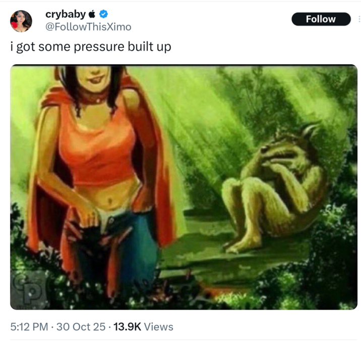 A tweet. The tweet reads, "I got some pressure built up."