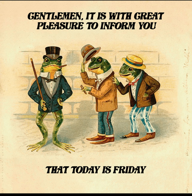 GENTLEMEN, IT IS WITH GREAT PLEASURE TO INFORM YOU THAT TODAY IS FRIDAY