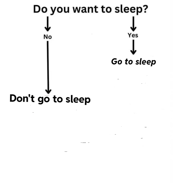 Do you want to sleep? ↓ No Don't go to sleep Yes ↓ Go to sleep