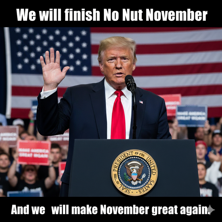We will finish No Nut November PRESIDENT ALTREE OF TUE UNITE And we will make November great again.