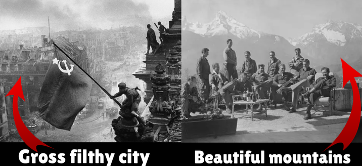 Gross filthy city Beautiful mountains