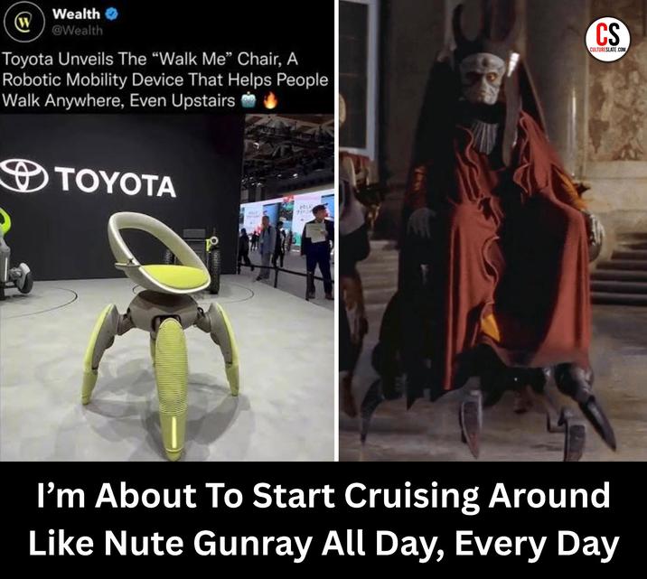 W Wealth @Wealth Toyota Unveils The "Walk Me" Chair, A Robotic Mobility Device That Helps People Walk Anywhere, Even Upstairs • TOYOTA ALE CS CULTURESLATE.COM I'm About To Start Cruising Around Like Nute Gunray All Day, Every Day