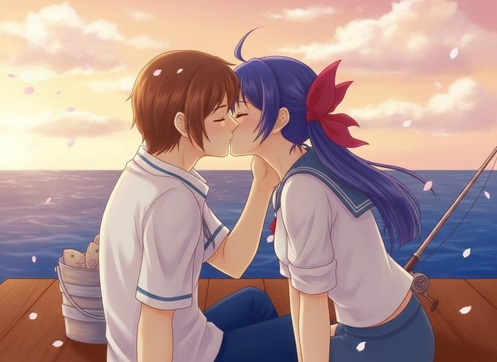 The King of Fighters (KOF): Bao and Hotaru Futaba kiss