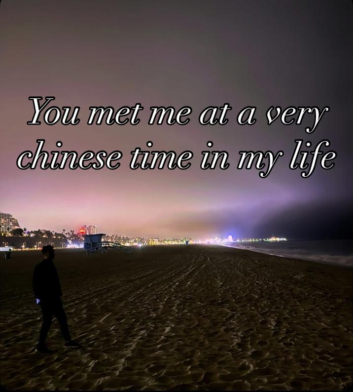 You met me at a very chinese time in my life