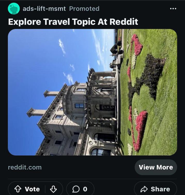 ads-lift-msmt Promoted Explore Travel Topic At Reddit reddit.com Vote View More Share