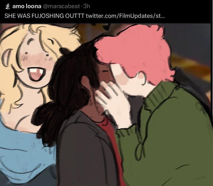 X user @neo_suks tweeted fan art featuring characters from _Fiona and Cake_, gathering over 13,000 likes in a year.