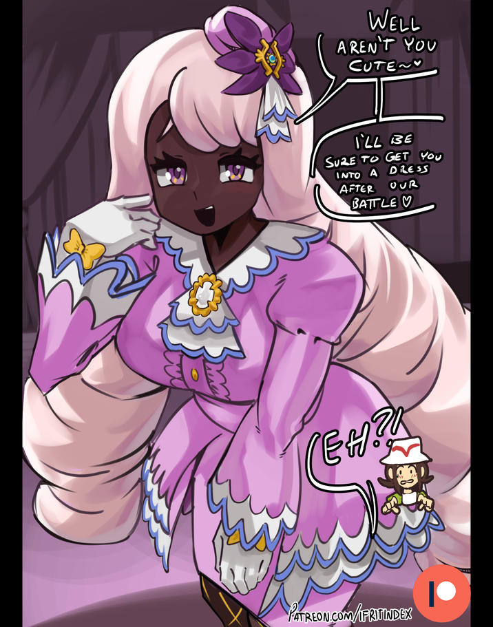 WELL AREN'T YOU CUTE~♡ I'LL BE SURE TO GET YOU INTO A DRESS AFTER OUR BATTLE V EH? PATREON.COM/FRITINDEX