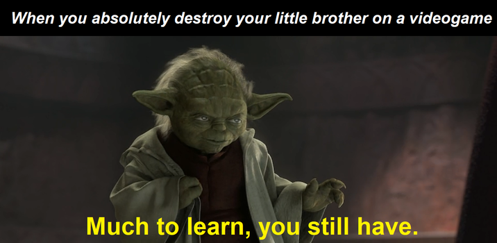 When you absolutely destroy your little brother on a videogame Much to learn, you still have.