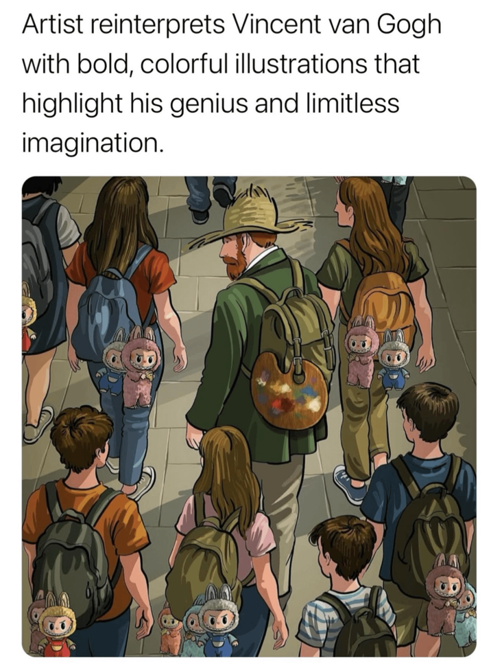 Artist reinterprets Vincent van Gogh with bold, colorful illustrations that highlight his genius and limitless imagination.