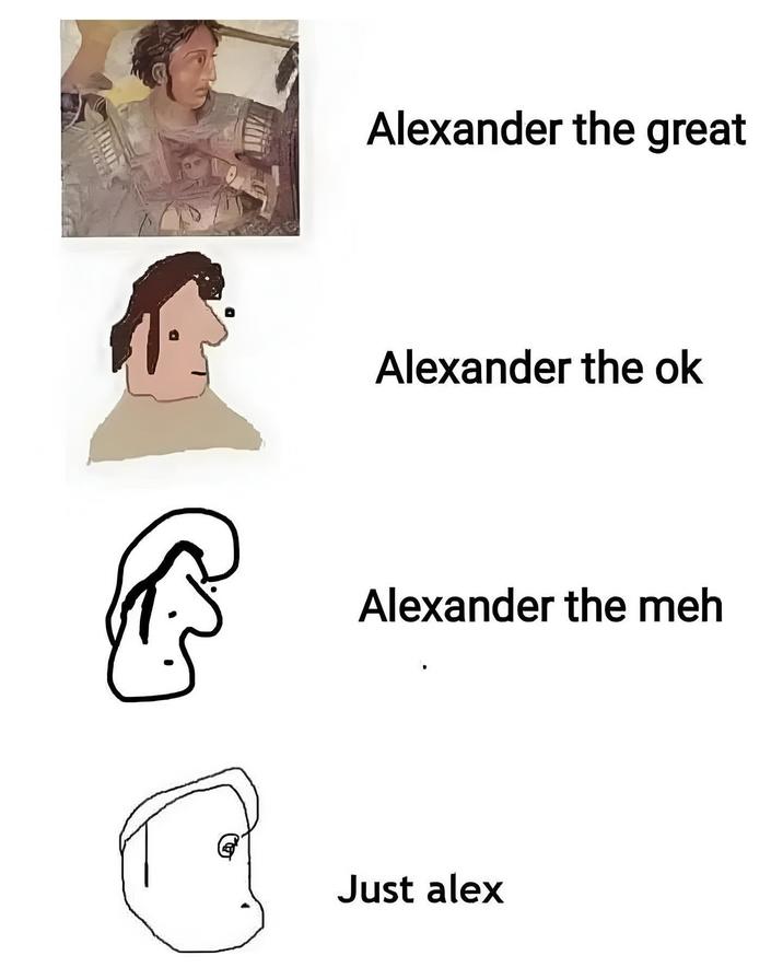 Alexander the great Alexander the ok Alexander the meh Just alex