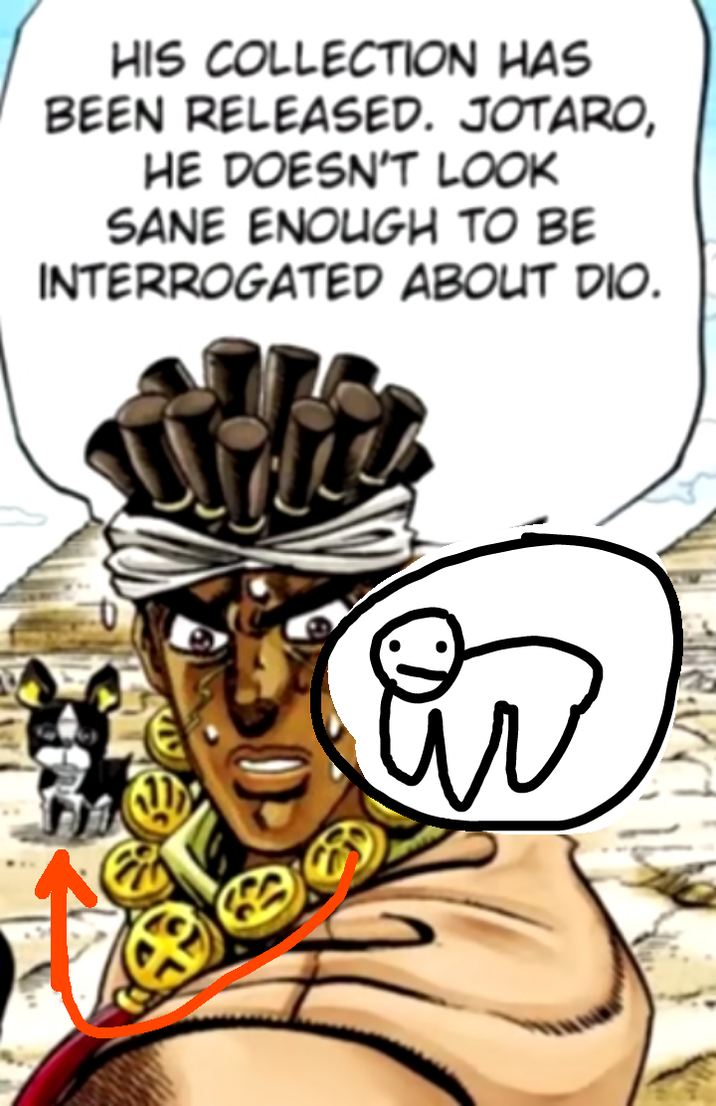 HIS COLLECTION HAS BEEN RELEASED. JOTARO, HE DOESN'T LOOK SANE ENOUGH TO BE INTERROGATED ABOUT DIO.