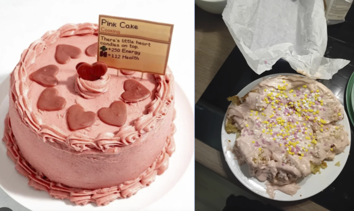 Pink Cake Cooking There's little heart candies on top. +250 Energy +112 Health