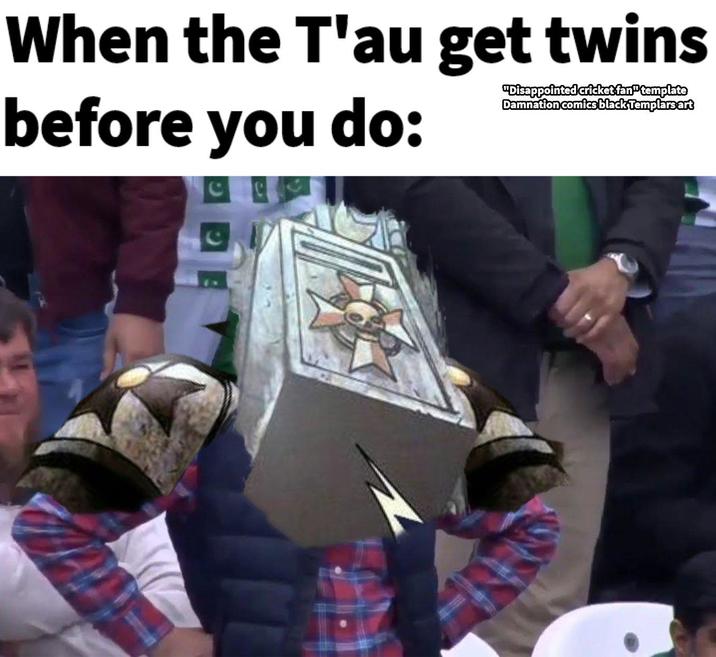 When the T'au get twins before you do: "Disappointed cricket fan" template Damnation comics black Templars art