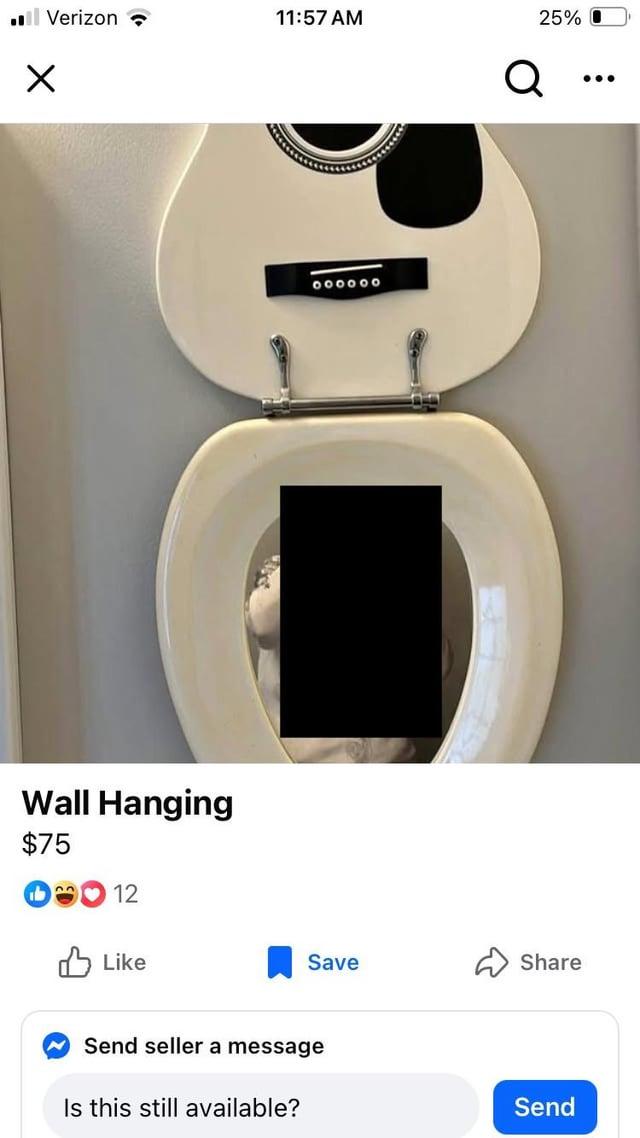 ■■ Verizon 11:57 AM 25% Х Q. Wall Hanging $75 12 Like 000000 Save Share Send seller a message Is this still available? Send