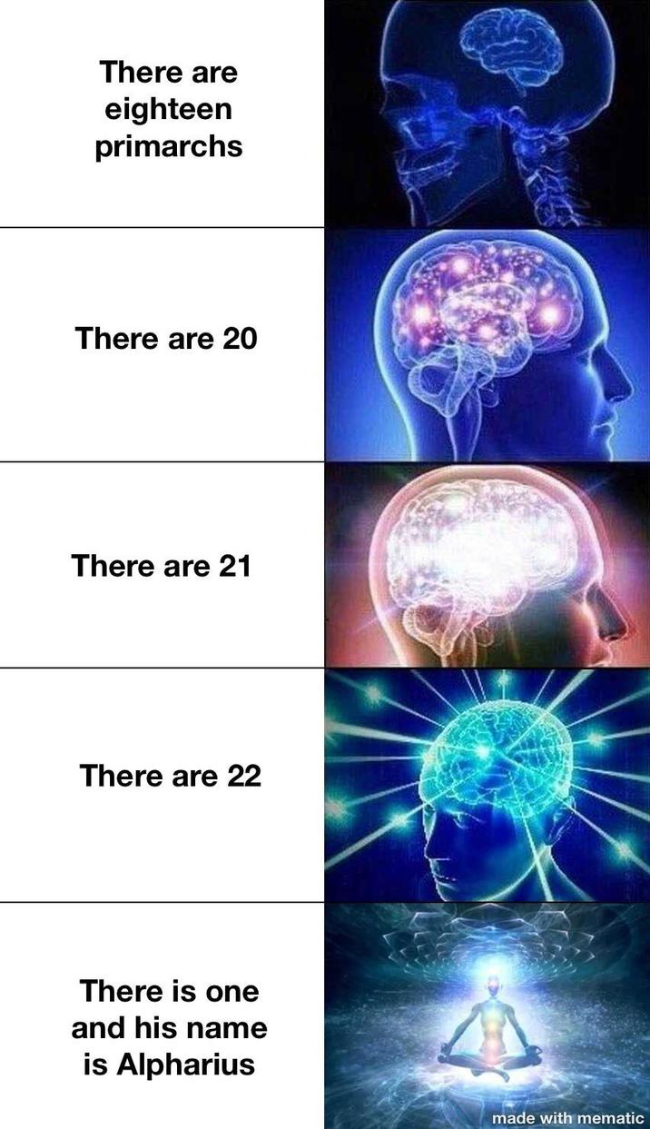 There are eighteen primarchs There are 20 There are 21 There are 22 There is one and his name is Alpharius made with mematic