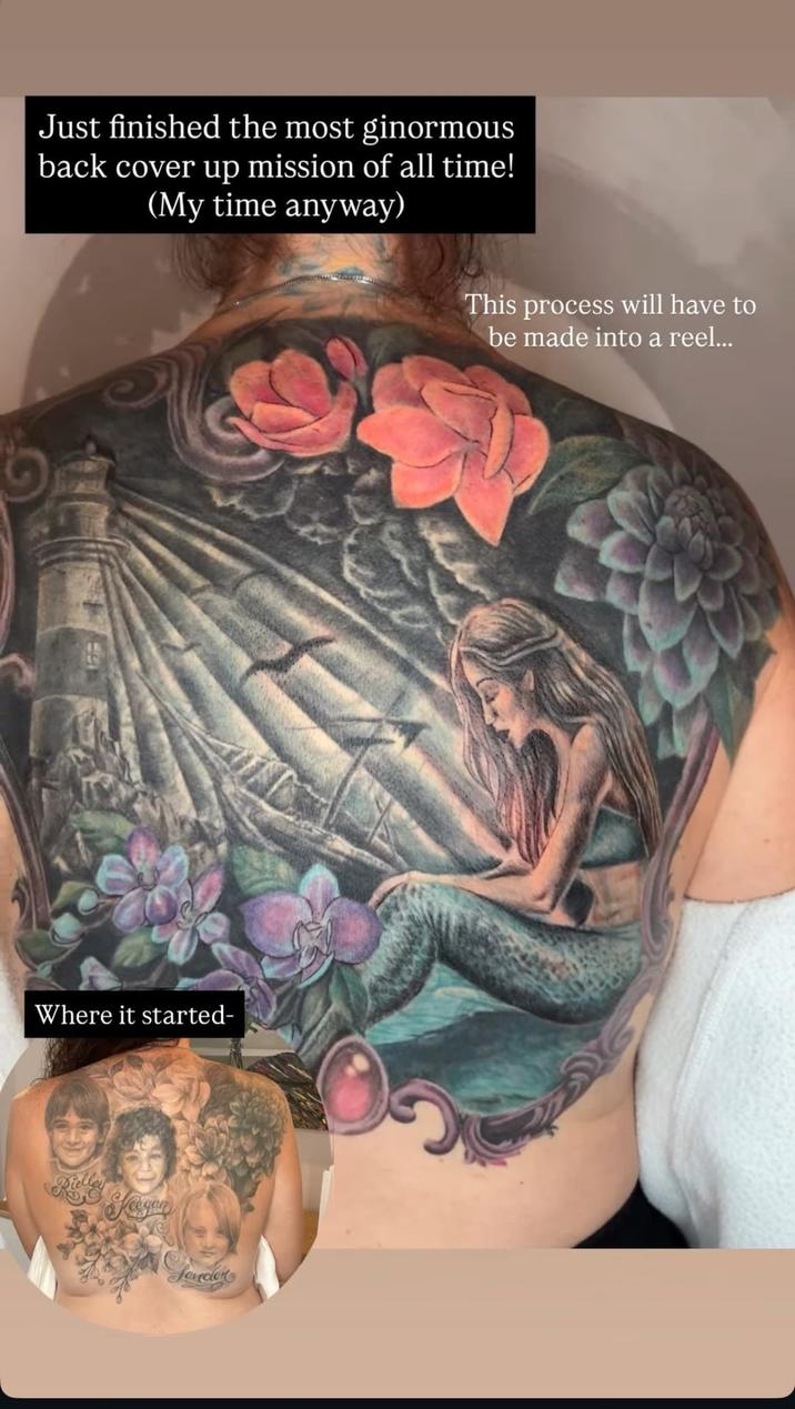 Just finished the most ginormous back cover up mission of all time! (My time anyway) This process will have to be made into a reel... Where it started- Diel Keegan Landon