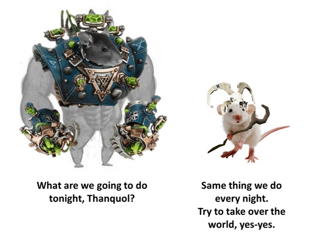 What are we going to do tonight, Thanquol? Same thing we do every night. Try to take over the world, yes-yes.